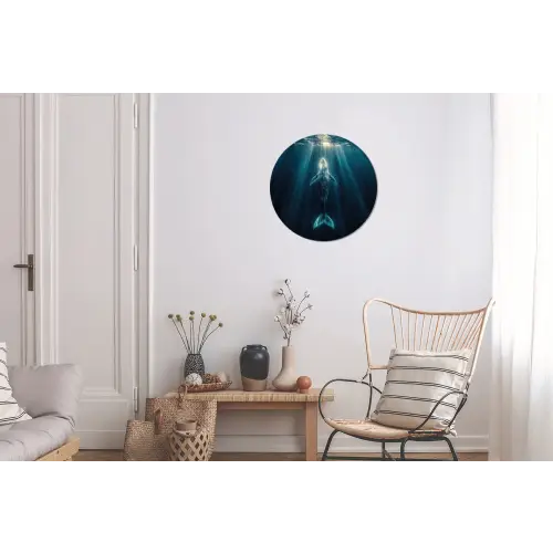 Walvis - Water - Zonnestralen - Blauw Wandcirkel aluminium klein -woonkamer