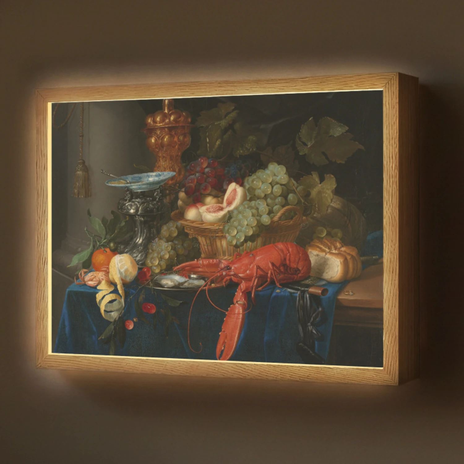 Stilleven met een gouden bokaal - Schilderij - Oude meesters Light Box met batterij (Wandlamp) middel -z3d_website