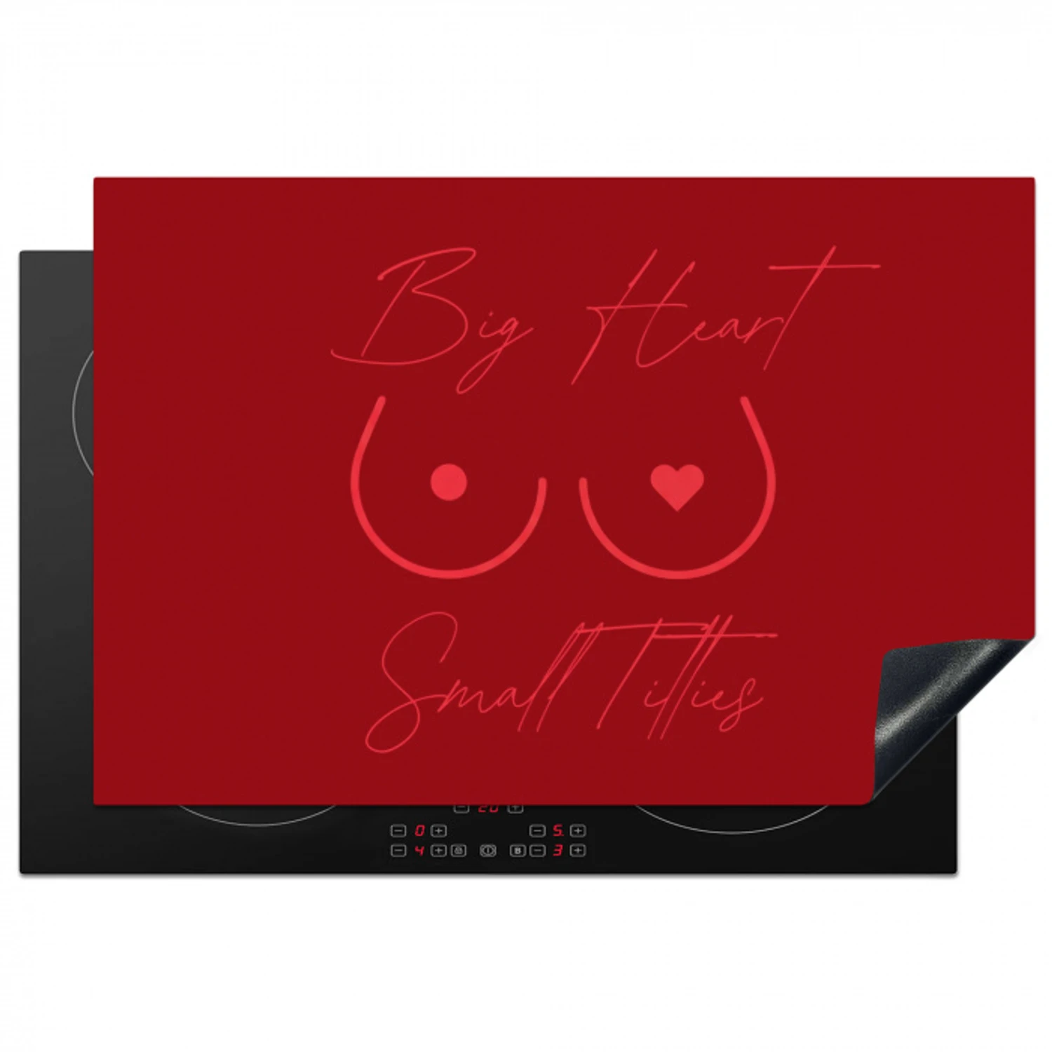 big heart small titties - Hart - Rood Inductie beschermer vinyl 3mm klein -3d
