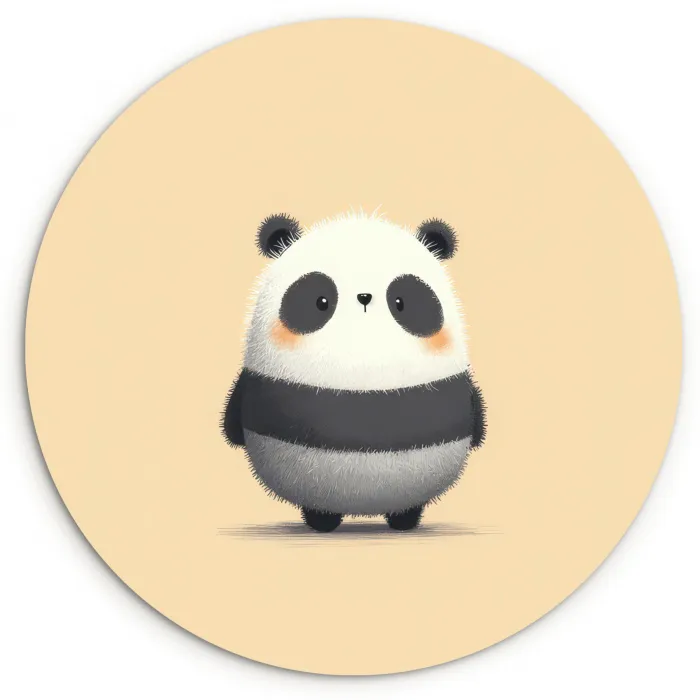 Panda - Beige - Minimalistisch Wandcirkel kunststof plaat 5mm dik klein -3d