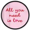 Tekst - Roze - Love - Hart Fotolijst rond zonder passe partout klein -3d
