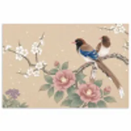 Bloemen - Vogels - Bloemen poster papier klein -3d