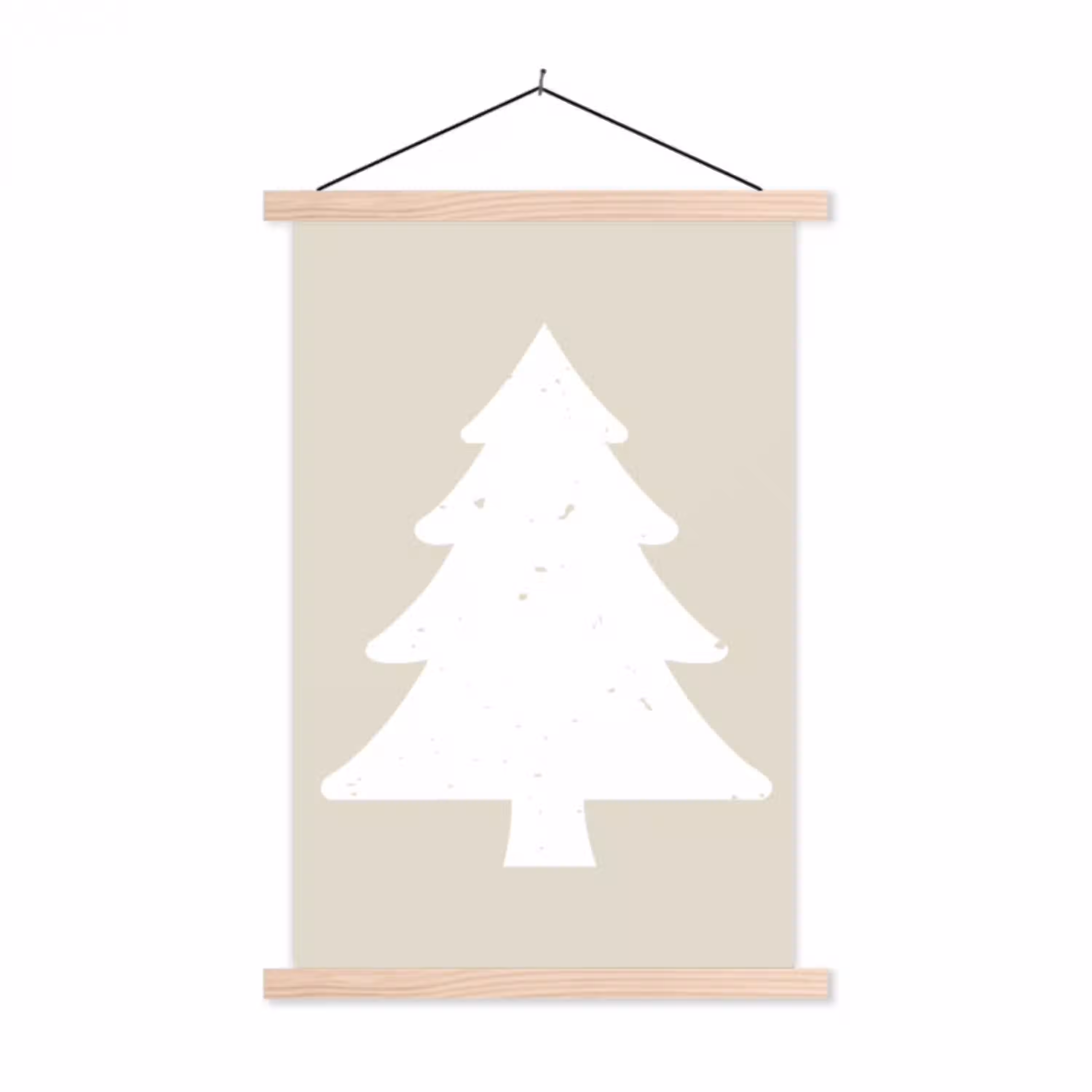Japandi - Kerstboom - Beige - Kerstversiering textielposter latten blank klein -3d