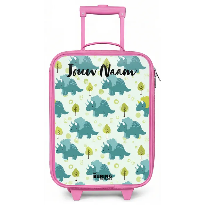 Dinos - Patroon - Natuur Kinderkoffer - Roze klein -zz3dotto