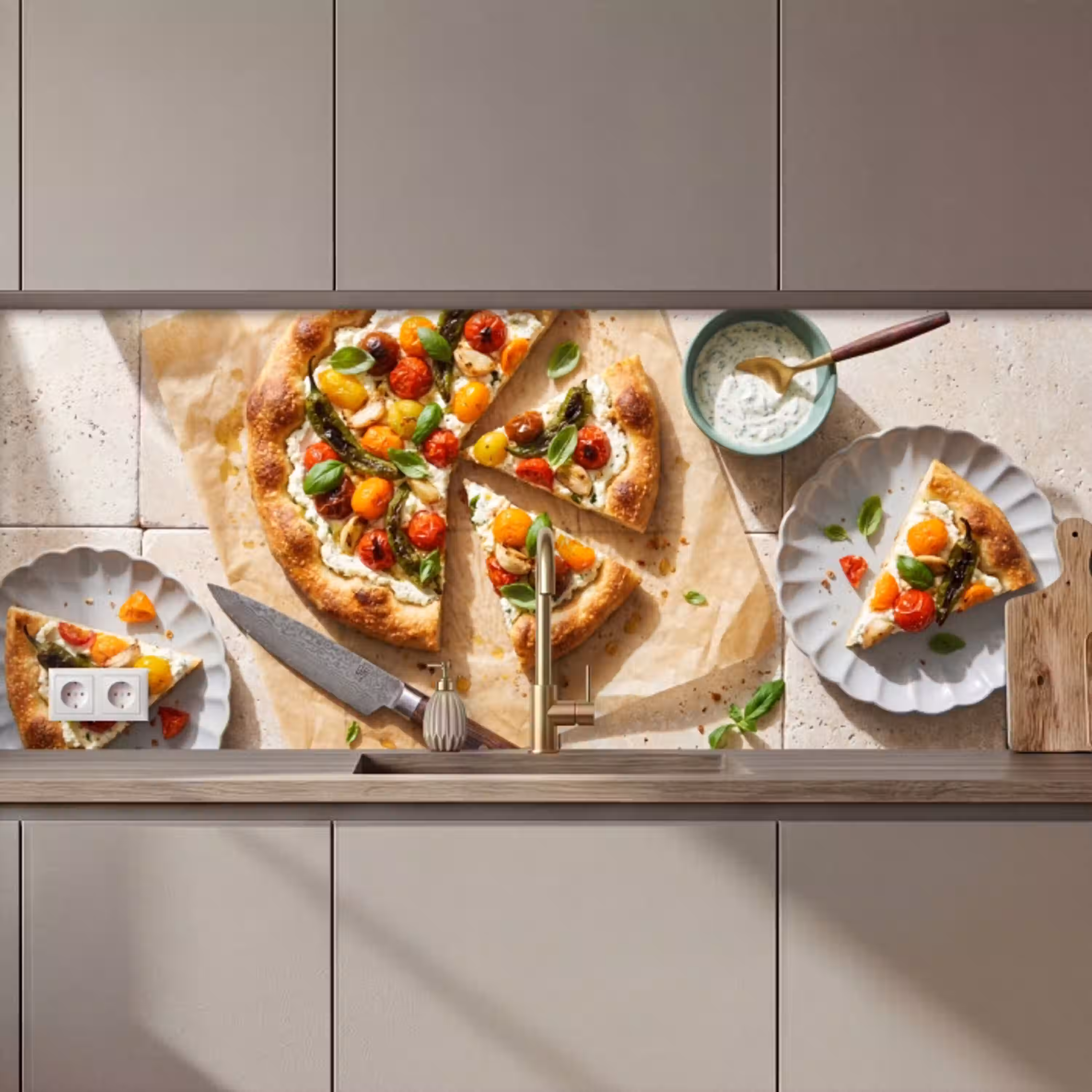 Eten - Tomaten - Basilicum - Maaltijd - Vers keuken achterwand 2 middel zz_3dshopping
