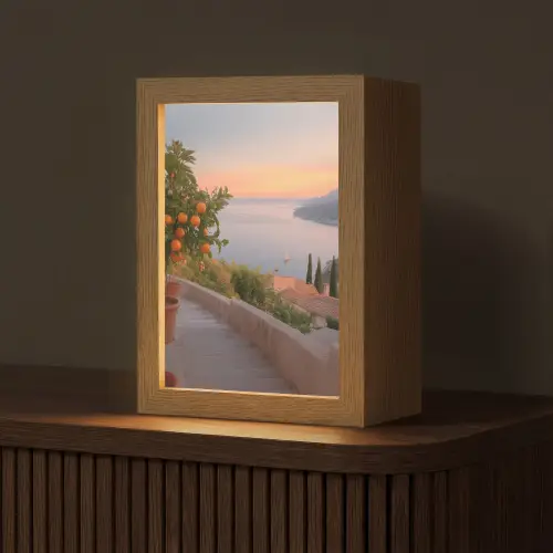 Middelandse zee - Sinaasappel - Heuvels - Zee Light Box met kabel (Tafellamp) klein -z3d_website
