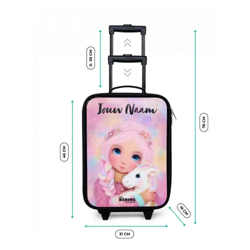 Meisje - Eenhoorn - Roze Kinderkoffer - Zwart klein -productfoto_formaten