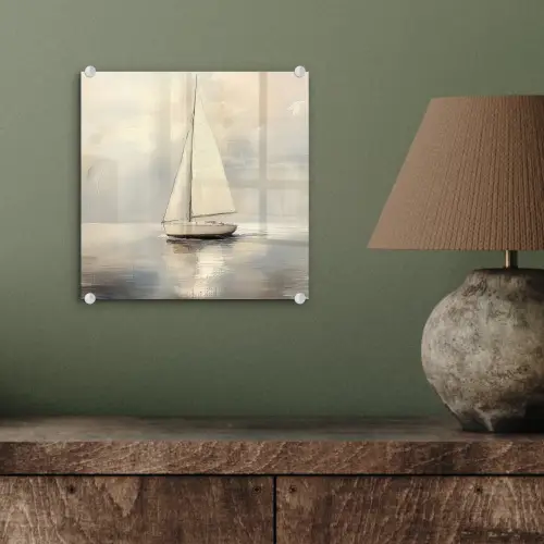 Zeilschip - Zee - Bewolkt plexiglas 5mm klein -sfeer3