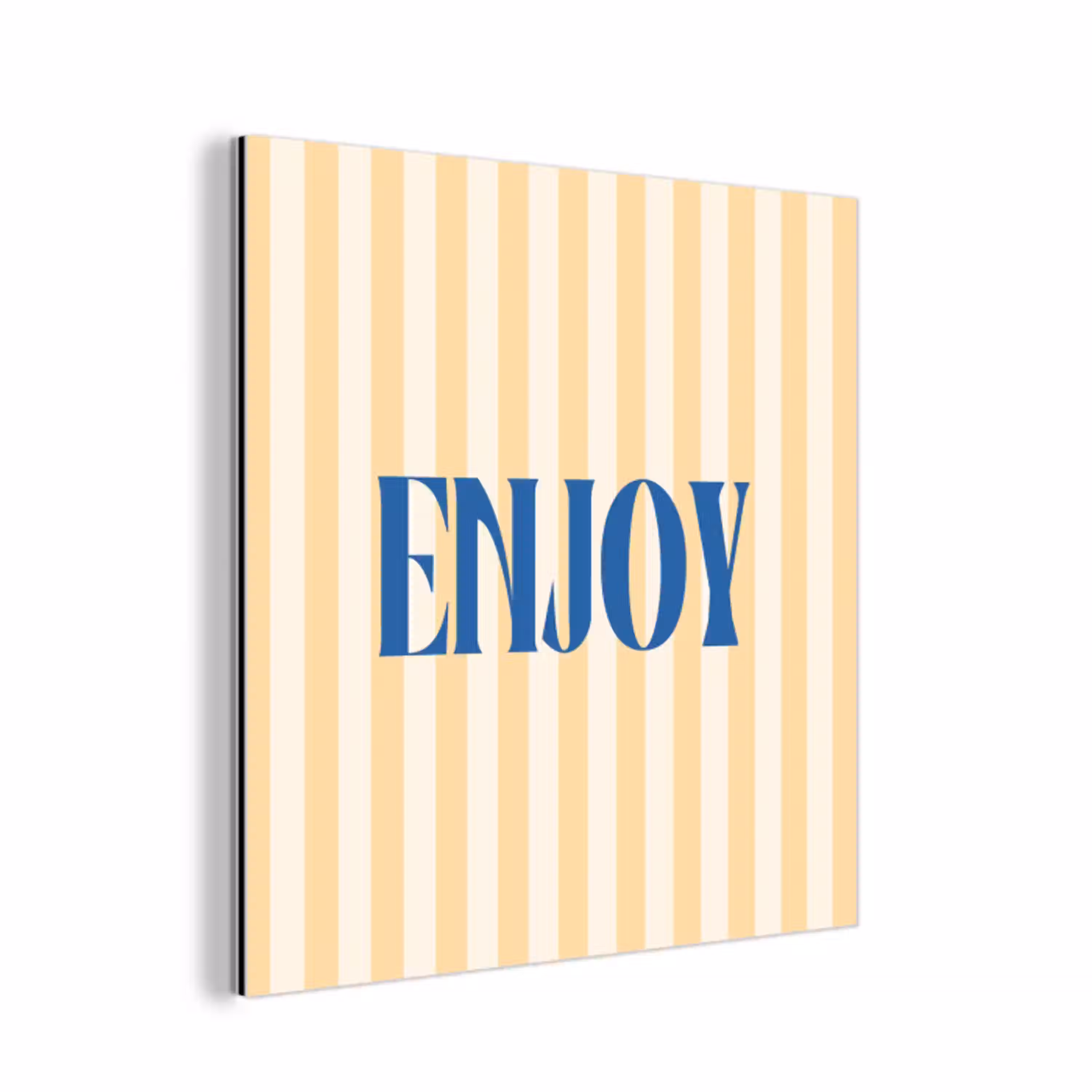 Blauw - Geel - Strepen - Enjoy aluminium wit klein -3d