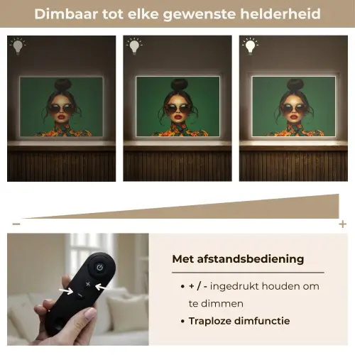 Vrouw - Groen - Modern - Bril - Abstract Light Box met batterij (Wandlamp) middel -USP_dimbaarNL