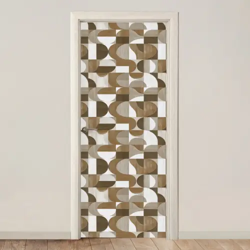 Abstract - Retro - Bruin deurposter klein 289 -3d_beige