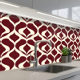 Rood - Druppelpatroon - Grafisch keuken achterwand 2 middel 871 -3d_schuin