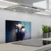 Stier - Zwart - Abstract - Horens keuken achterwand spatscherm klein -3d_schuin