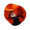 Oranje - Hoed - Vrouw Wandcirkel Organisch Plexiglas middel -3d