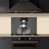 Vrouw - Koffie - Zwart - Wit keuken achterwand spatscherm klein -sfeer1