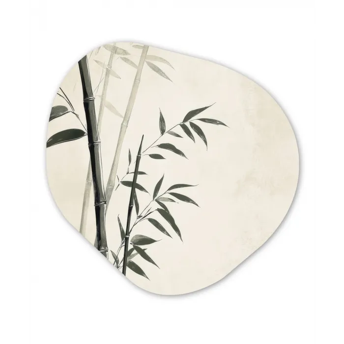 Japandi - Bamboe - Beige Wandcirkel Organisch Forex 3mm klein -3d