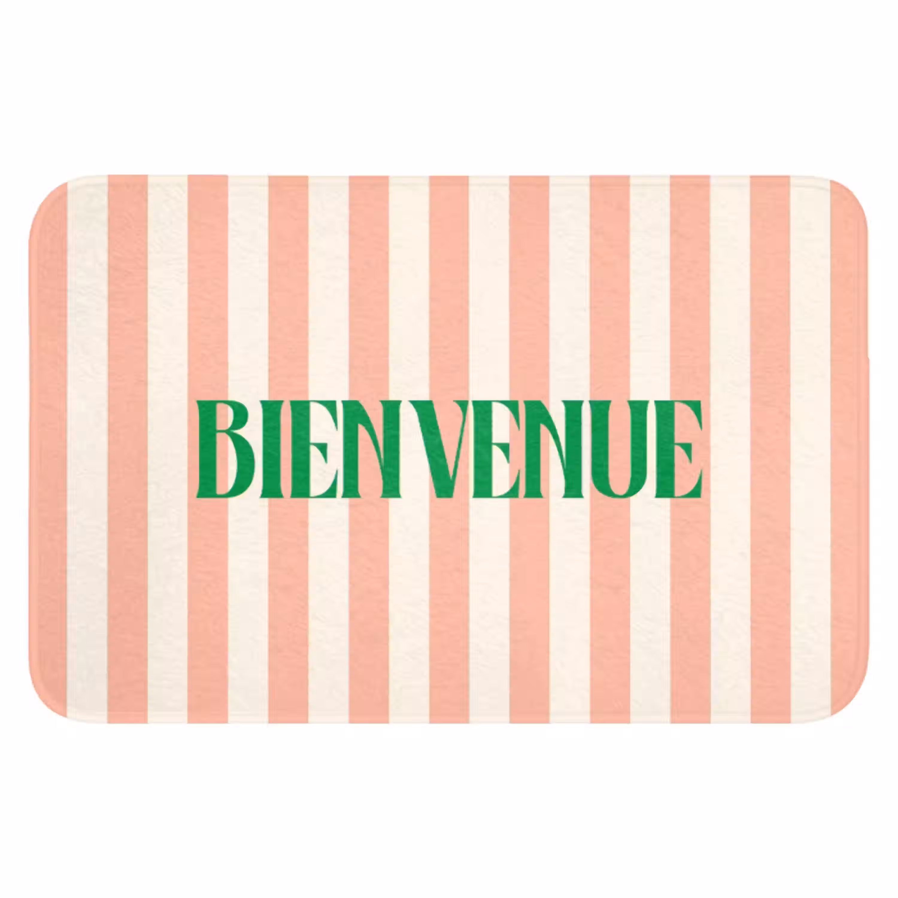 Zachtroze - Groen- Strepen - Bienvenue WCmat klein -3d