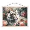 Tijger - Wilde dieren - Bloemen - Jungle textielposter latten blank klein -3d