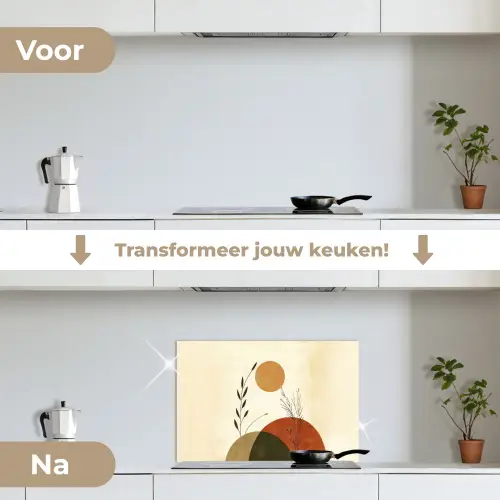 Planten - Abstract - Vormen keuken achterwand spatscherm klein -voor_na_NL