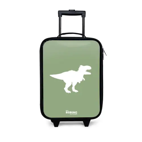 Groen met T-rex dino Kinderkoffer - Zwart klein -3d