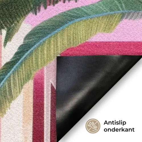 Stad - Roze - Palmbomen Deurmat klein -antislip_NL