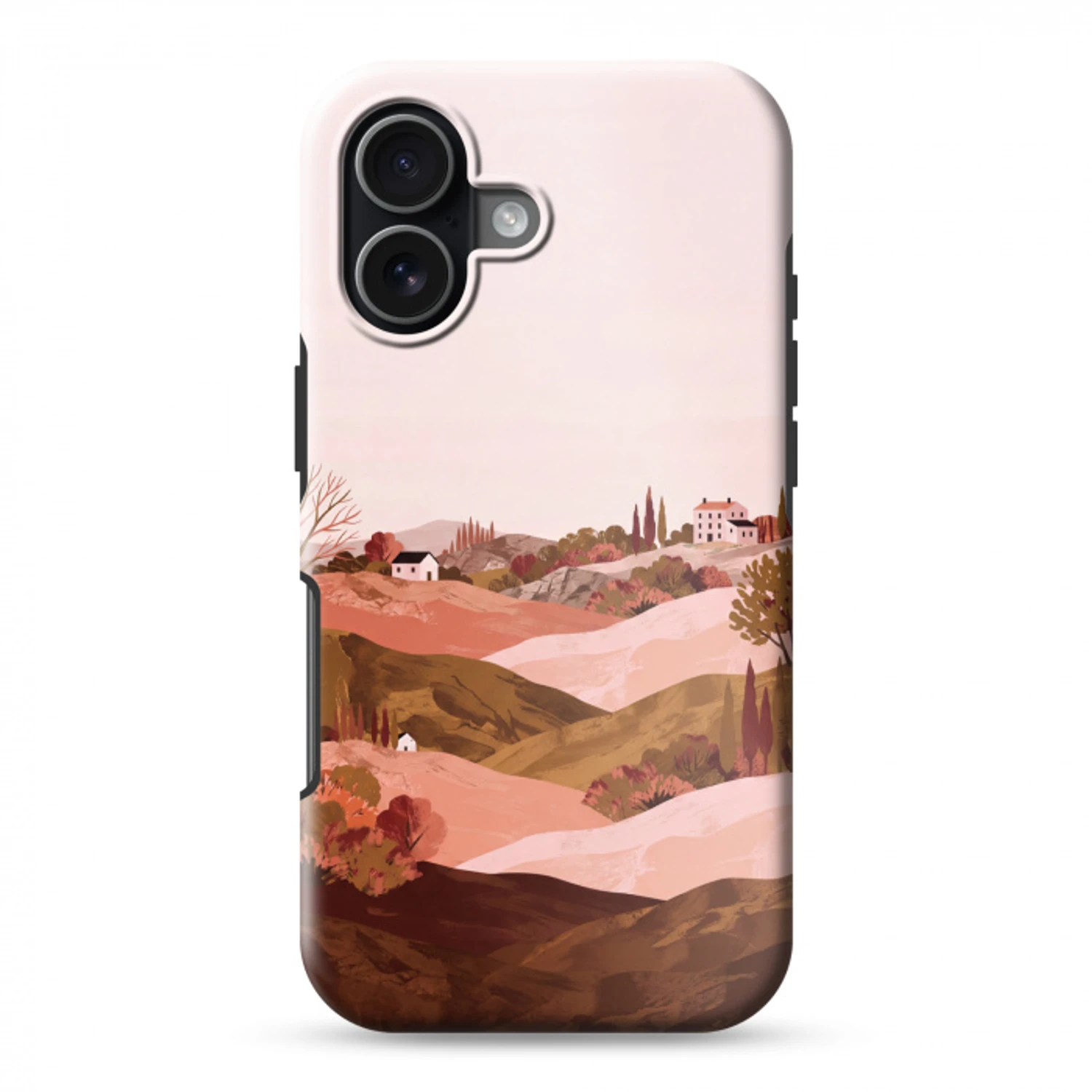 Heuvellandschap - Grafisch - Terracotta Toughcase MagSafe Apple iPhone 17 klein -3d