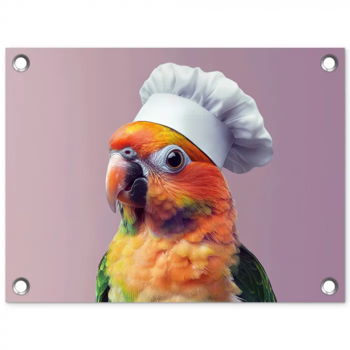 Papegaai - Koksmuts - Nieuwsgierig - Vogel tuinposter los doek klein -3d