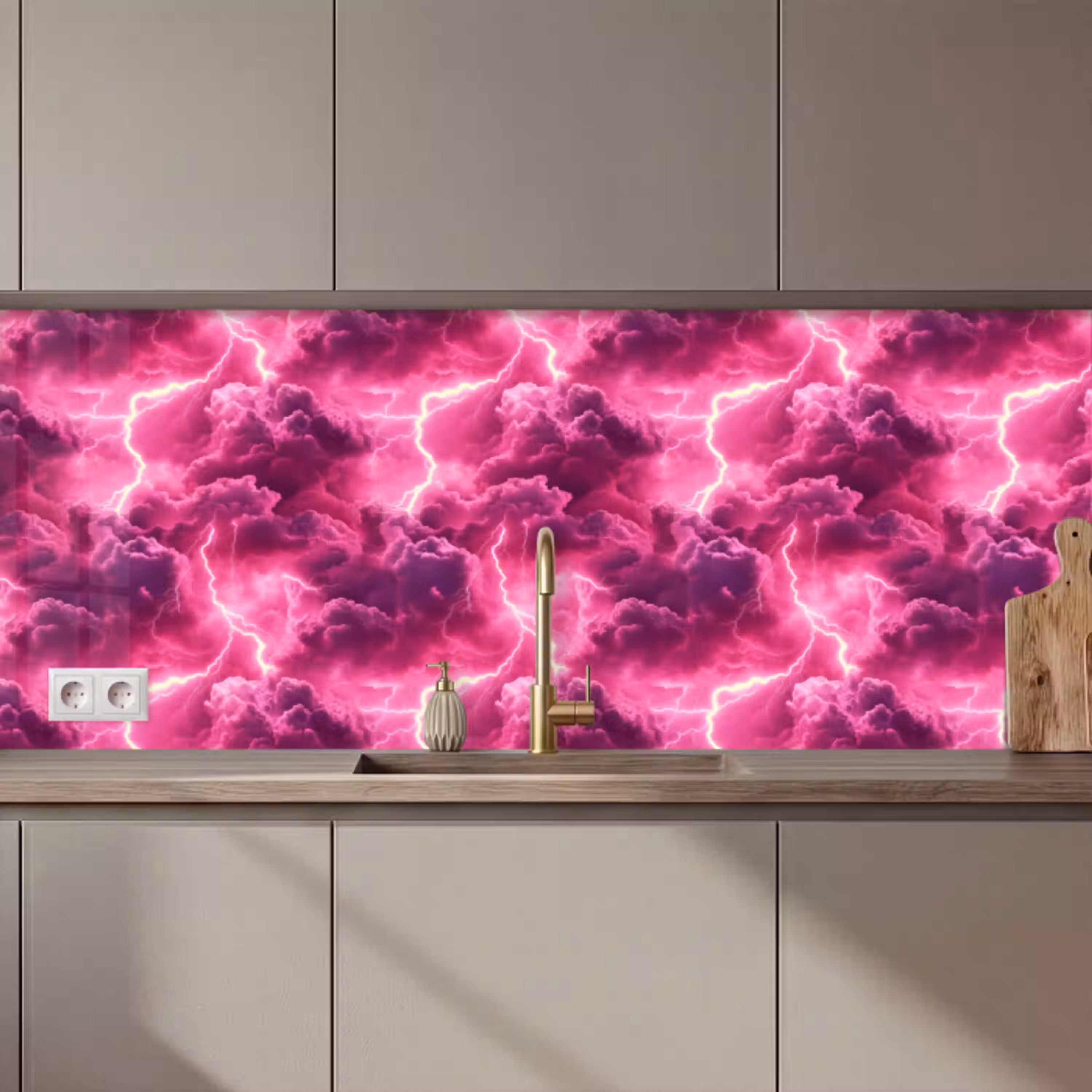 Roze - Onweer - Wolken keuken achterwand 2 middel 871 zz_3dshopping