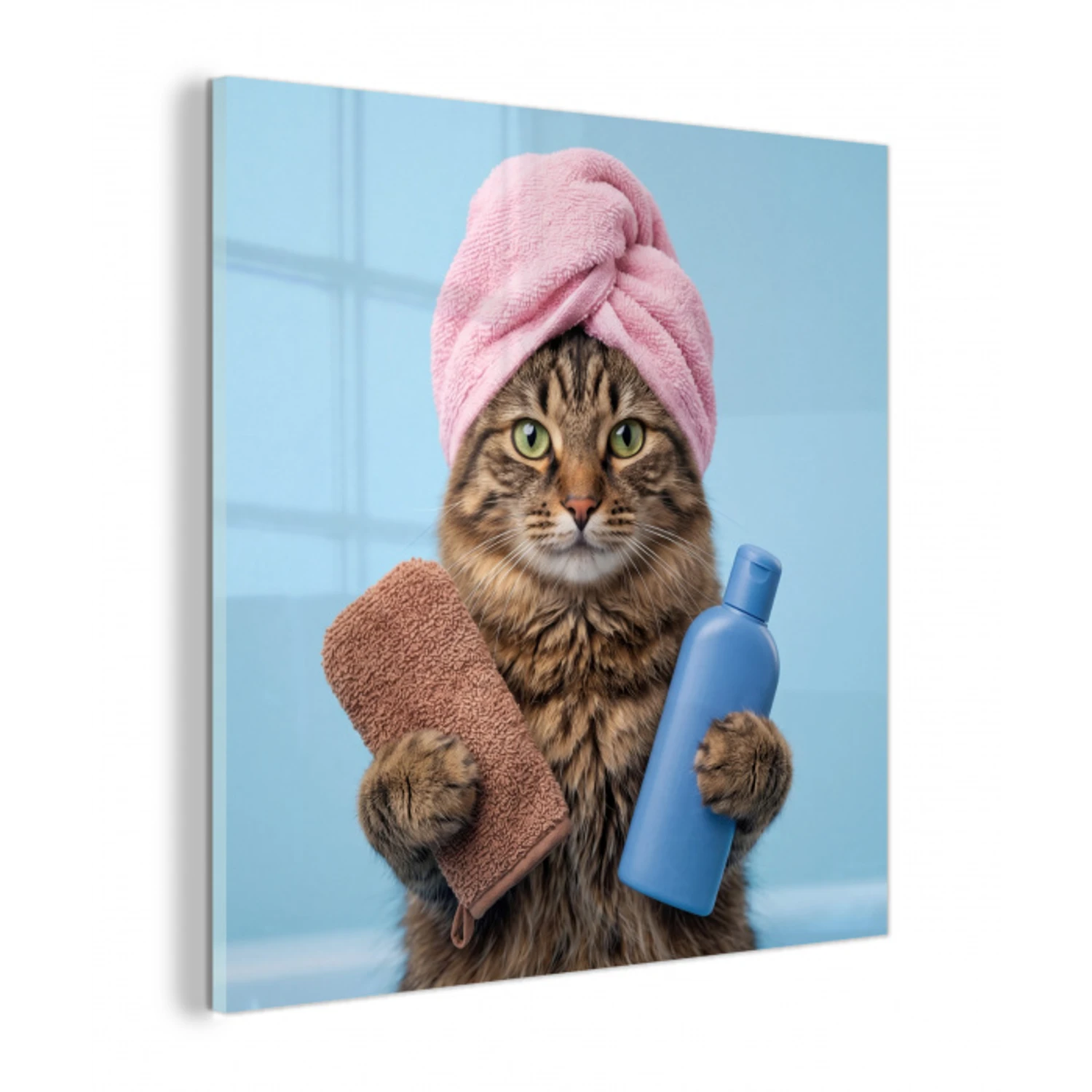 Kat - Handdoek - Washand - Zeep plexiglas 5mm klein -z3d