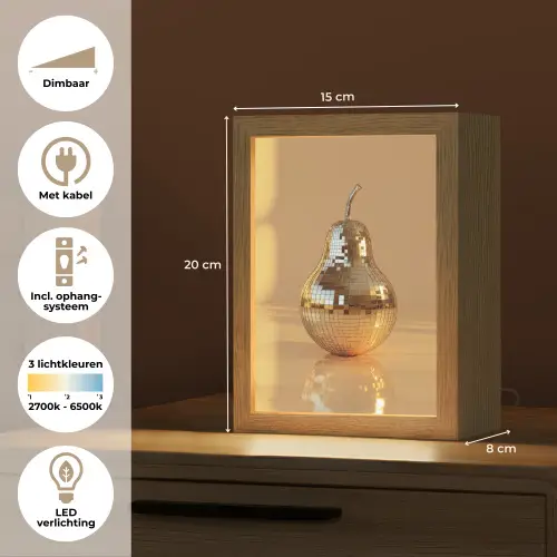 Goud - Disco - Glitter - Peer Light Box met kabel (Tafellamp) klein -USP_NL