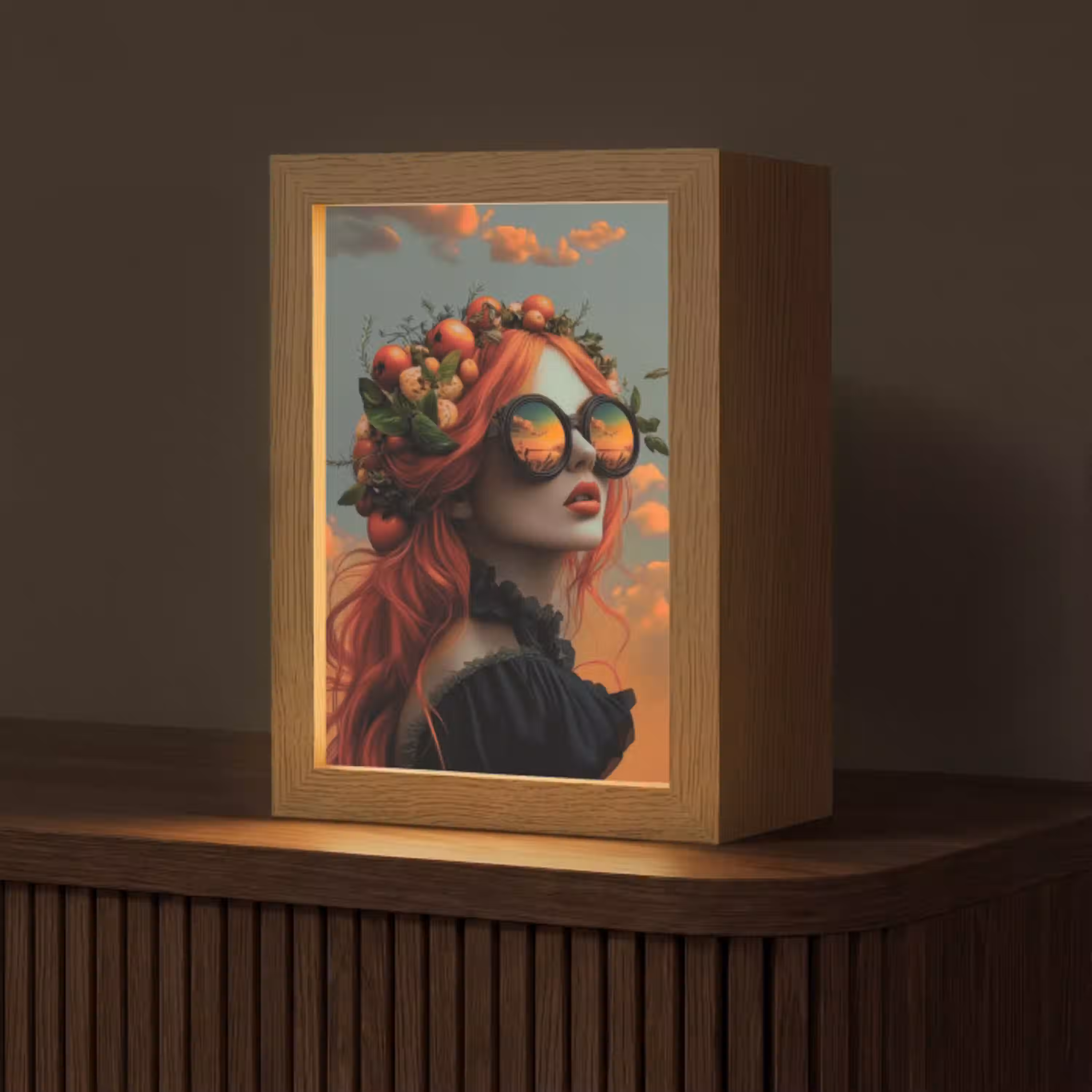 Vrouw - Kroon - Tomaat - Bascilicum - Zonnebril Light Box met kabel (Tafellamp) klein -z3d_website