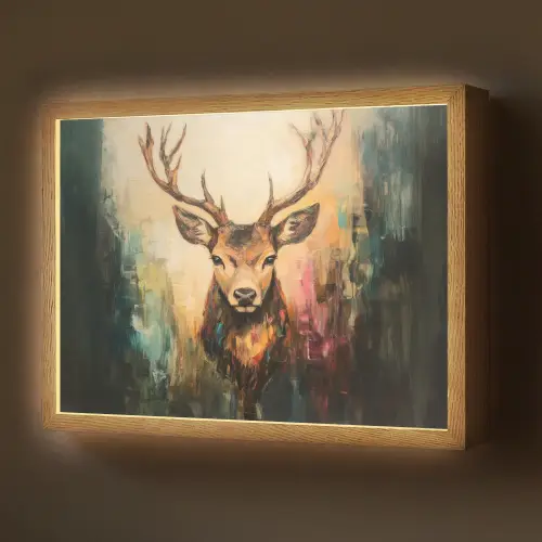 Hert - Geverfd - Gewei - Bruin Light Box met batterij (Wandlamp) middel -z3d_website