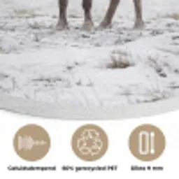 Rendier - Gewei - Sneeuw - Winter Akoestische PET Vilt - Rond klein -closeup_NL