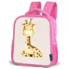 Liggende giraffe illustratie op beige achtergrond Kinderrugzak - Roze middel -schuin