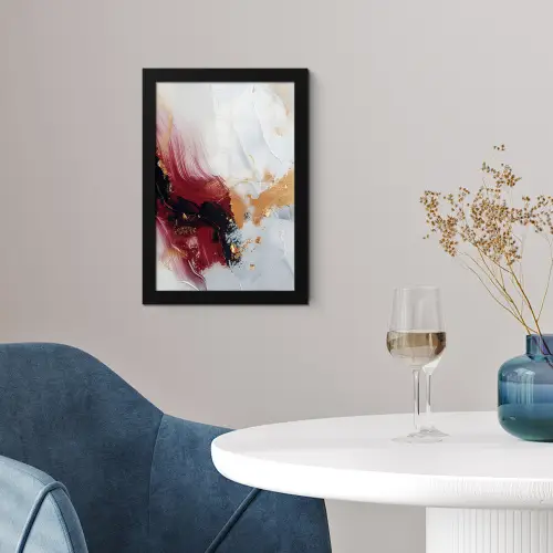 Rood - Abstract - Goud - Modern fotolijst zwart zonder passe partout klein -sfeer4