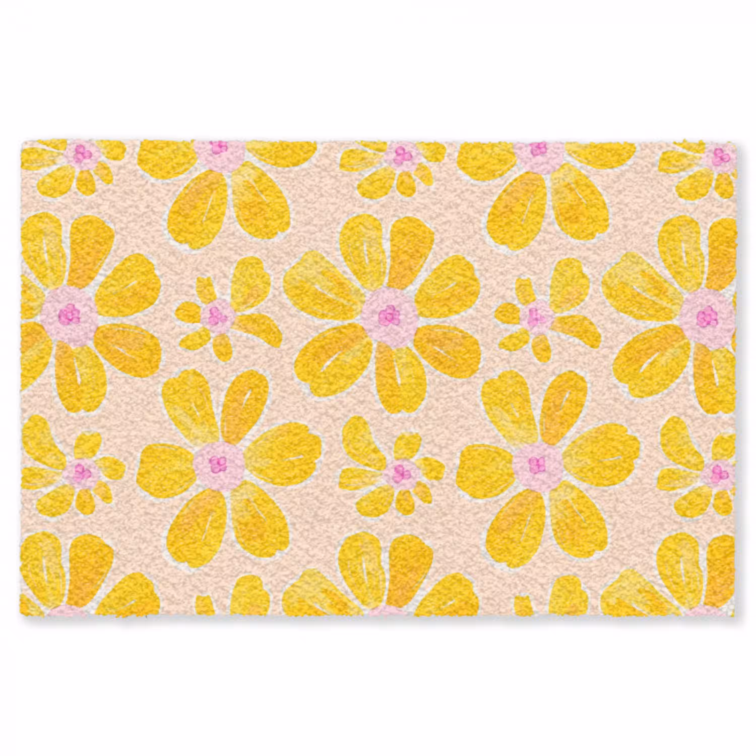 Zomers - Bloemen - Geel Vloerkleed Rechthoek klein 1091 -3d