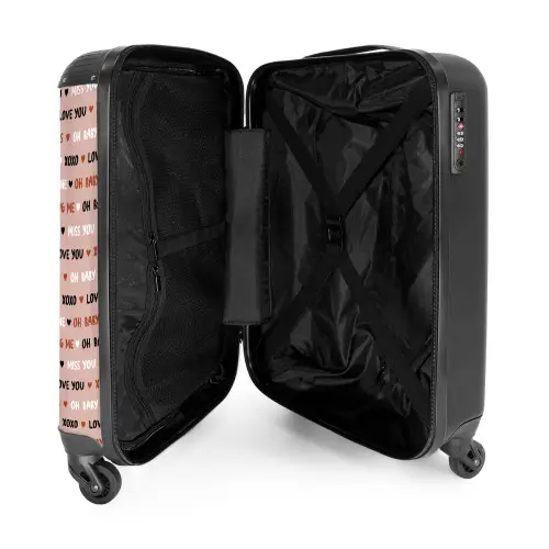 Liefdeswoorden op lichtroze NBS - Handbagage koffer - Volwassenen Unisex middel -binnenkant