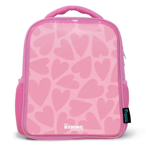 Roze hartjes patroon Kinderrugzak - Roze middel -3d