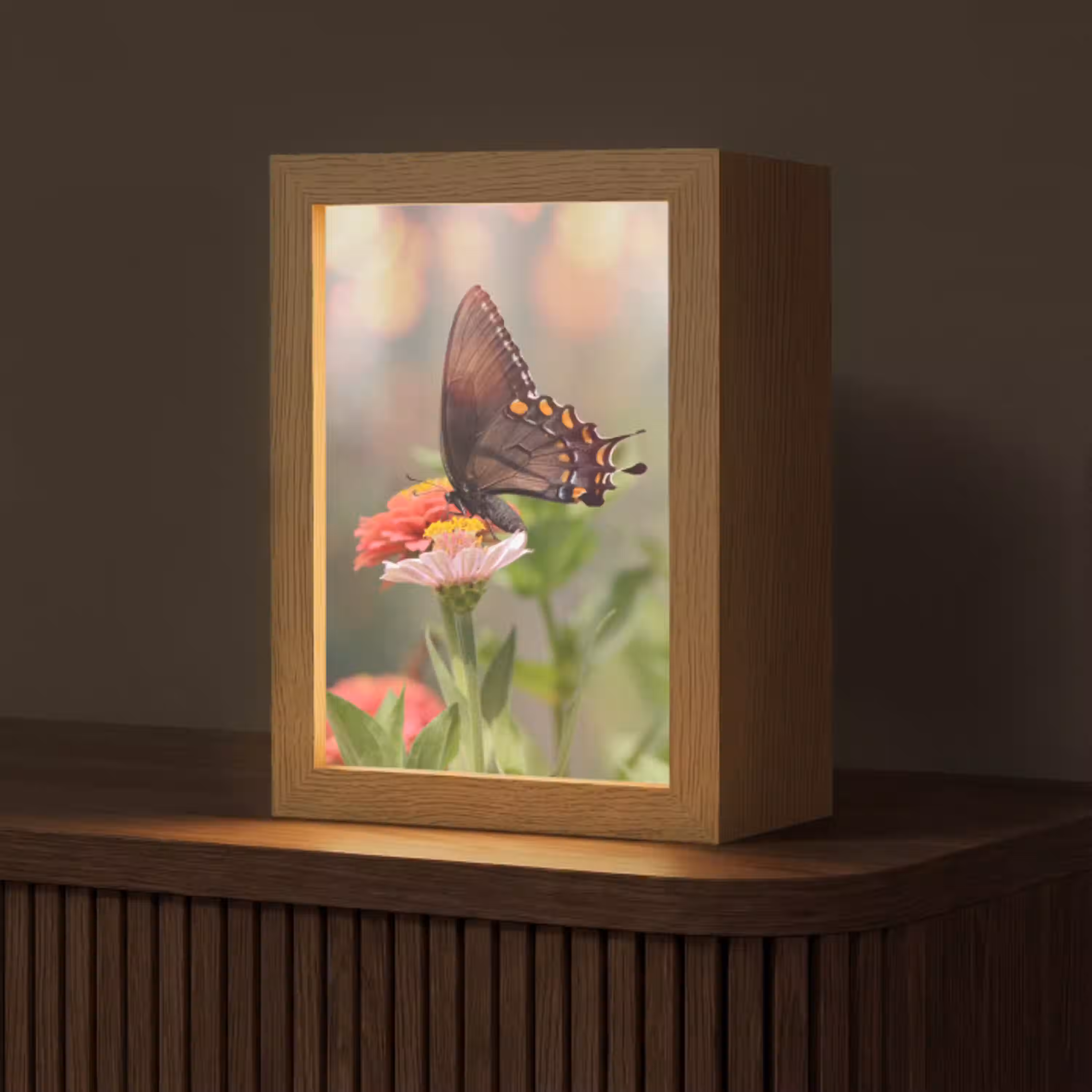 Bloemen - Vlinder - Natuur - Bloem Light Box met kabel (Tafellamp) klein -z3d_website