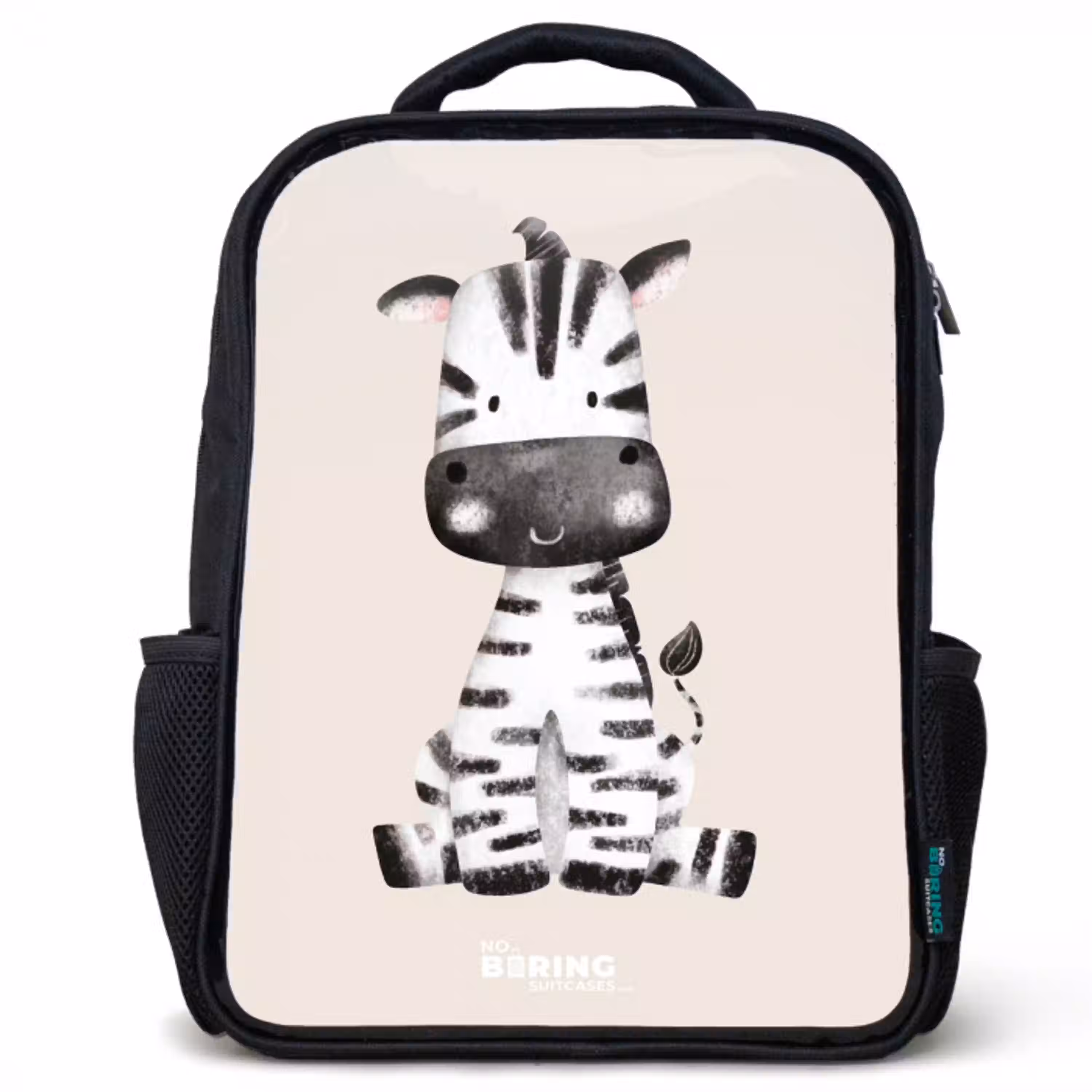 Zebra portrettekening met beige achtergrond Rugzak - Zwart middel -3d