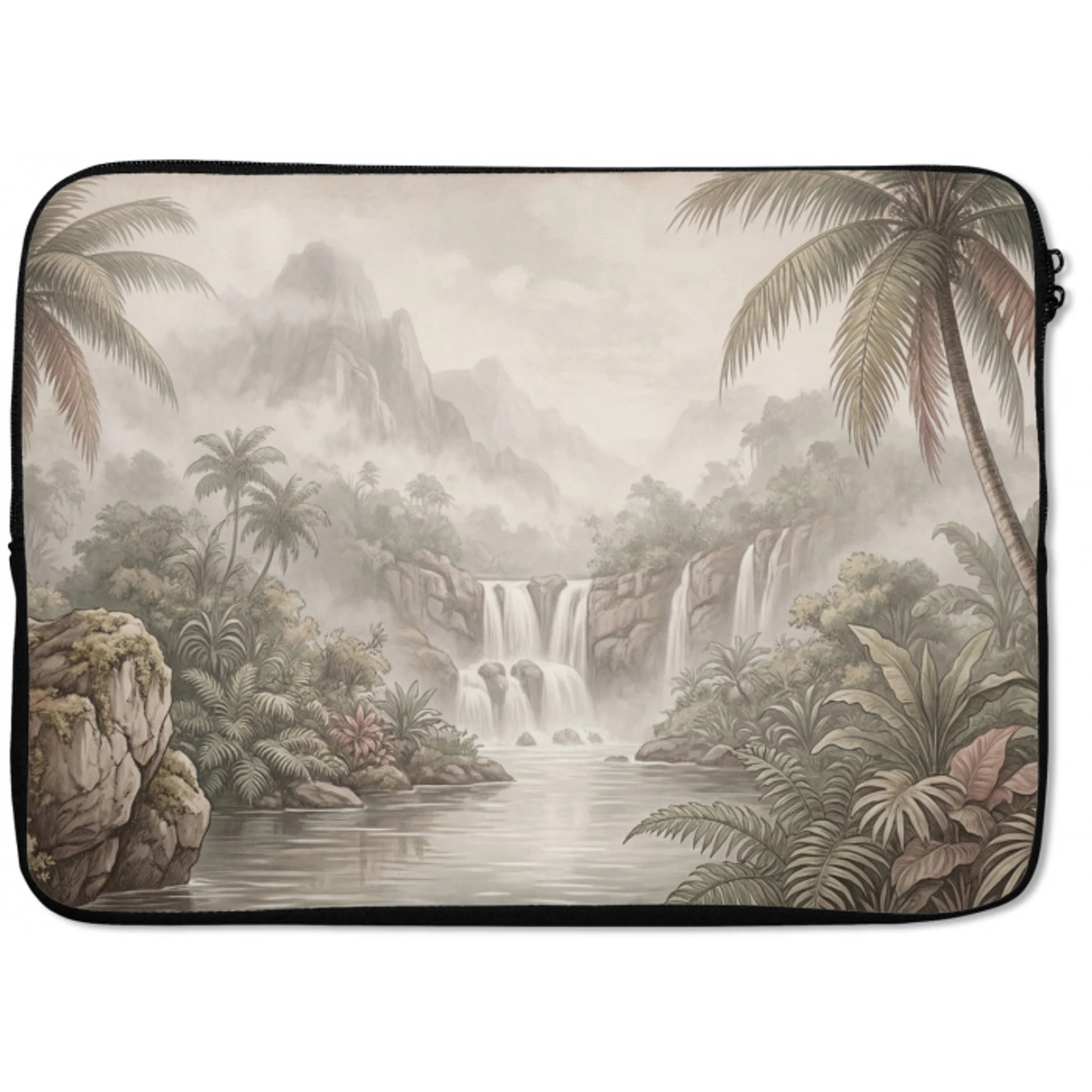 Jungle - Watervallen - Tropisch - Illustratie laptophoes neopreen klein -zkaufland3dotto