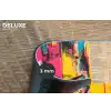 Vrouwengezicht - Krantenpapier - Abstract - Roze Placemat vinyl groot -closeup