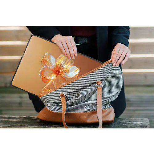 Glazen - Bloem - Oranje laptophoes neopreen klein -tas
