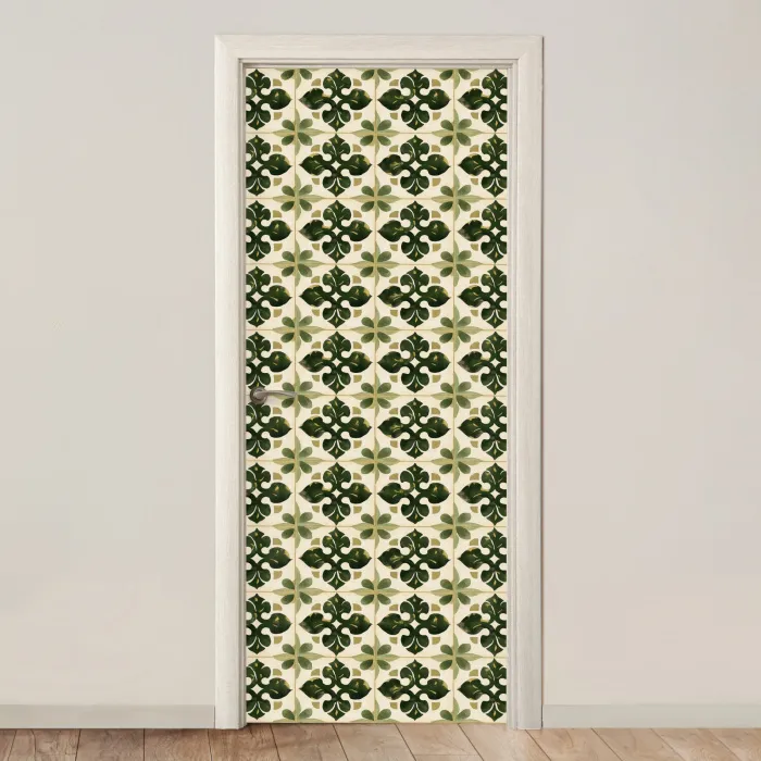 Patroon - Tegel - Groen deurposter klein 289 -3d_beige