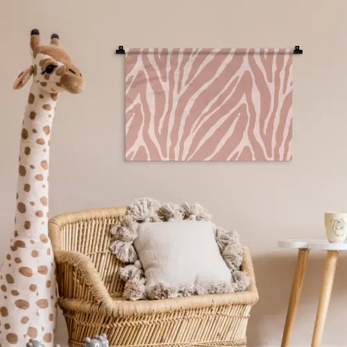 Lichtroze - Zebra - Patroon - Donkerroze Wandkleed katoen klein 269 -wsfeer5_kind