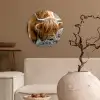 Schotse Hooglander - Dieren - Bruin - Koe - Zwart - Wit - Natuur Wandcirkel kunststof plaat 5mm dik klein -sfeer1