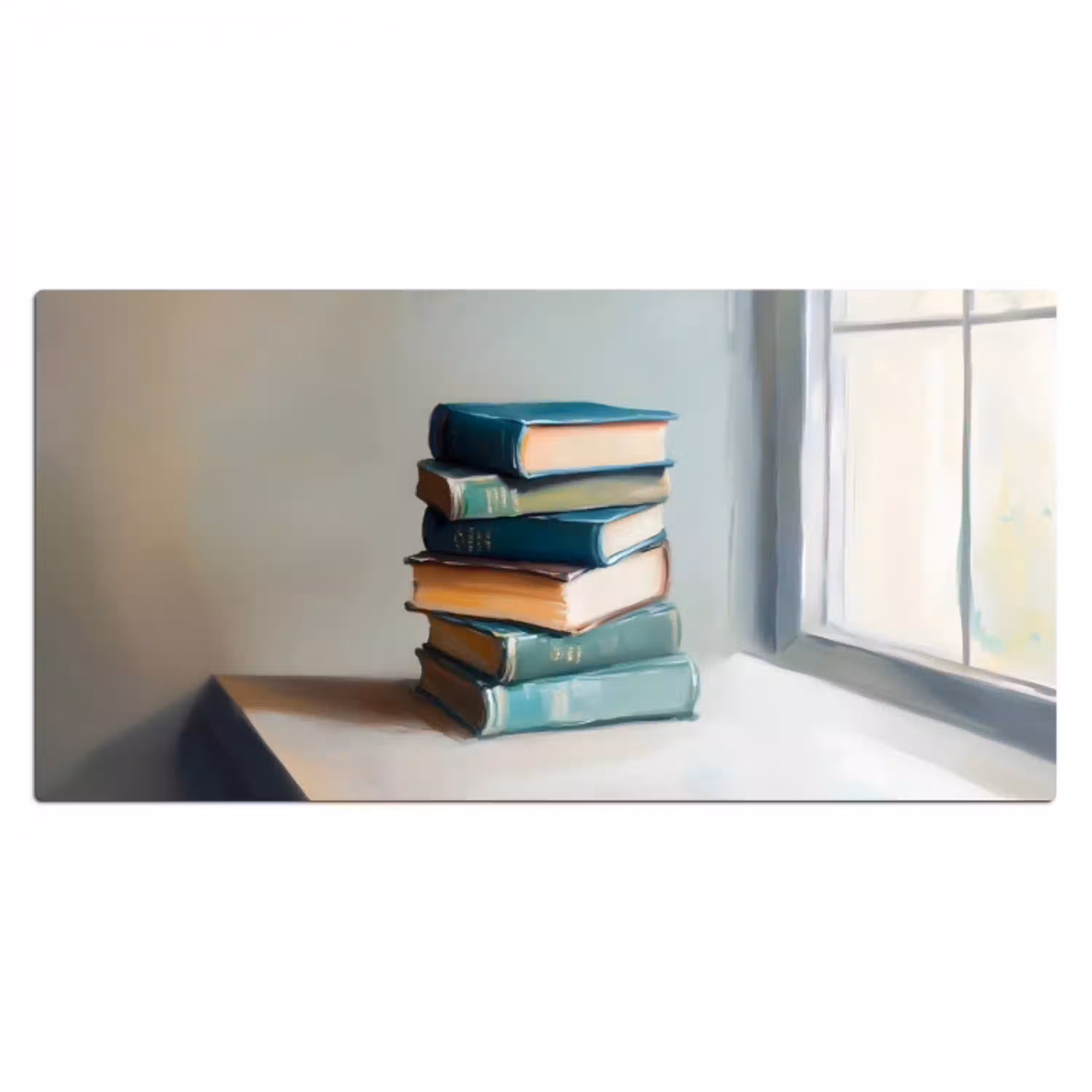 Stapel - Boeken - Groen - Daglicht Muismat XXL klein -3d_leeg
