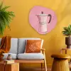 Roze - Mokkapot - Illustratie - Koffie Wandcirkel Organisch Aluminium middel -sfeer4