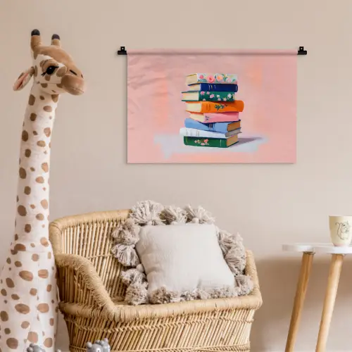 Boeken - Stapel - Kleurrijk Wandkleed katoen klein -wsfeer5_kind