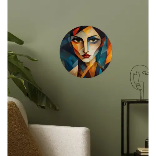 Portret - Abstract - Vormen Wandcirkel behangsticker klein -sfeer2